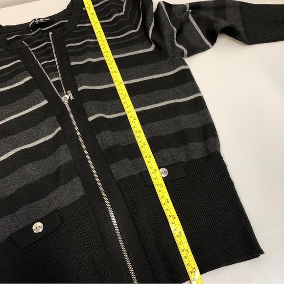 Ladies Zippered Cardigan, Black with Striping, Slim fit, Sz Lg Petite - Picture 6 of 11